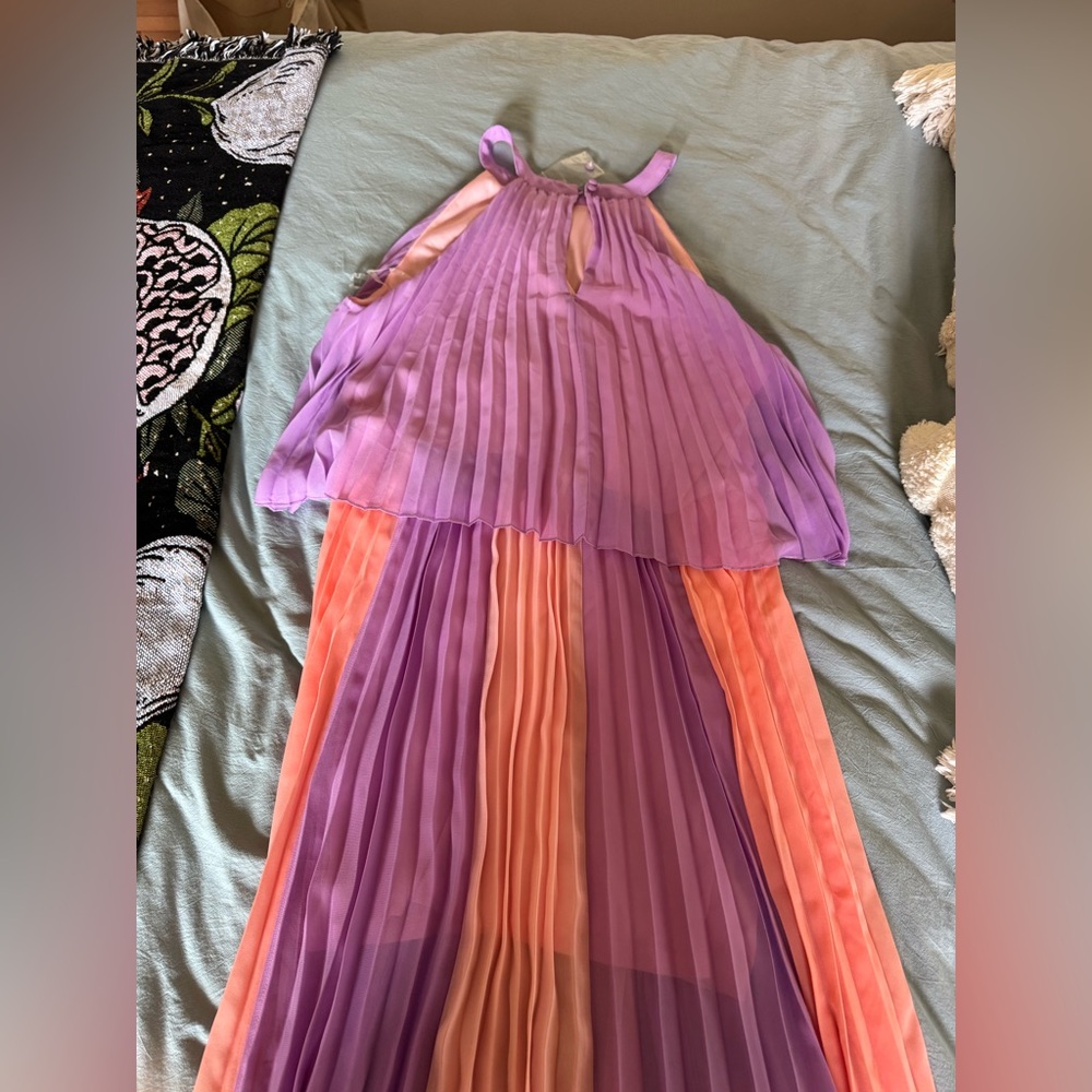 Cato Purple and Pink Pleated Maxi Dress - Picture 2 of 5